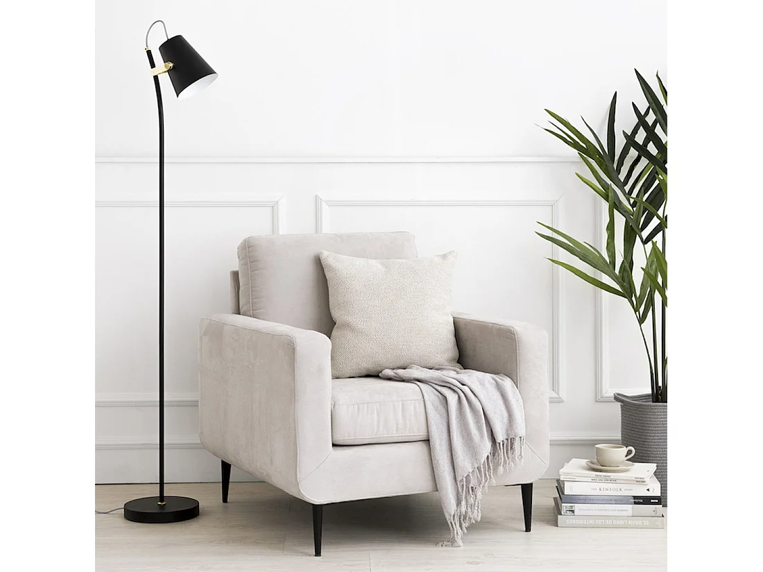 Lampe sur pied métal noir 150 cm x 25 cm-Pure