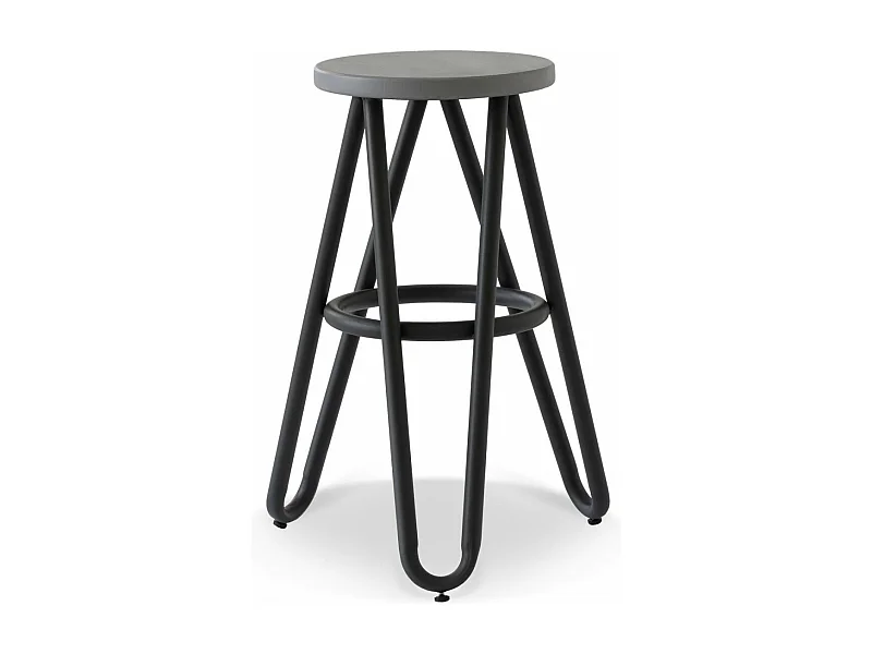 Tabouret Bois-Métal Noir - (ST-) Décoration d'Autrefois