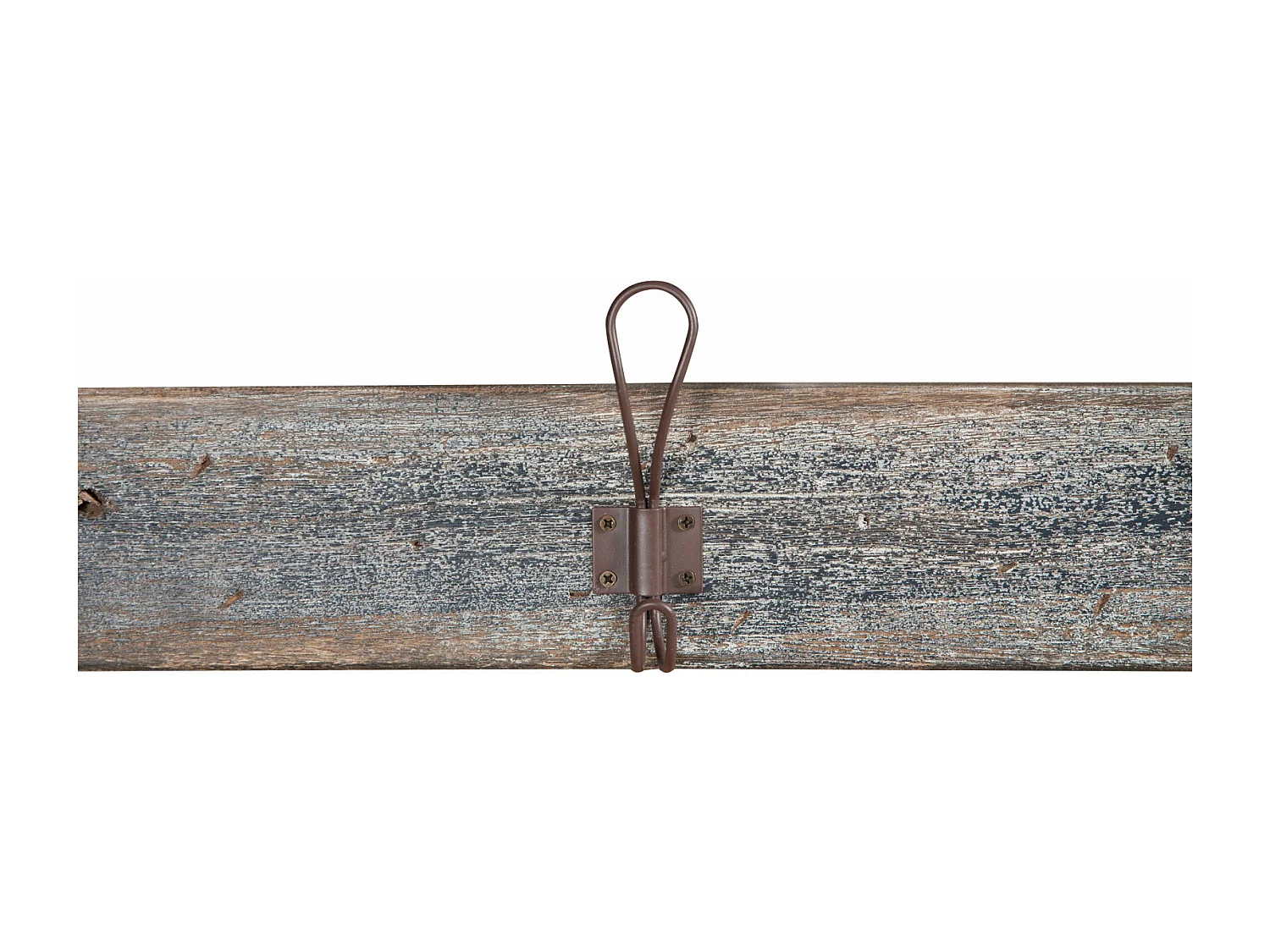 Portemanteau mural en bois et fer forgé avec 3 crochets - 58x14cm - Cintre mural