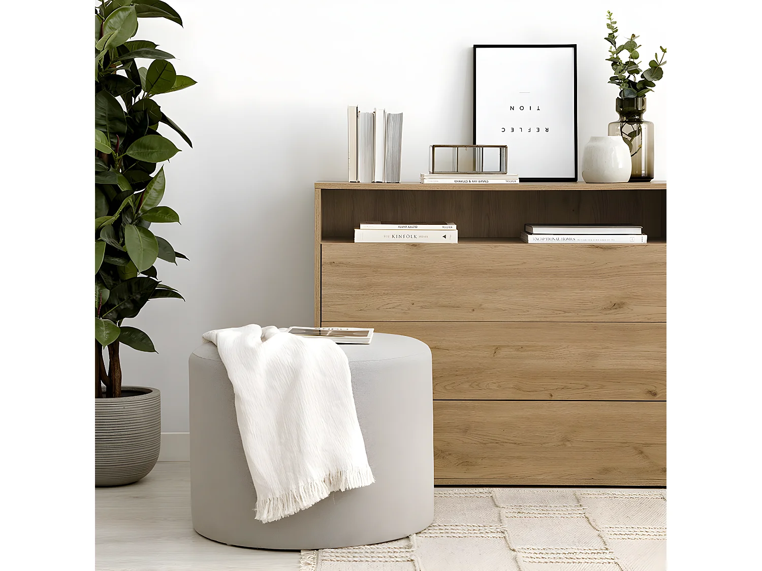 Pouf tapissé  45 cm x 60 cm-Ornel