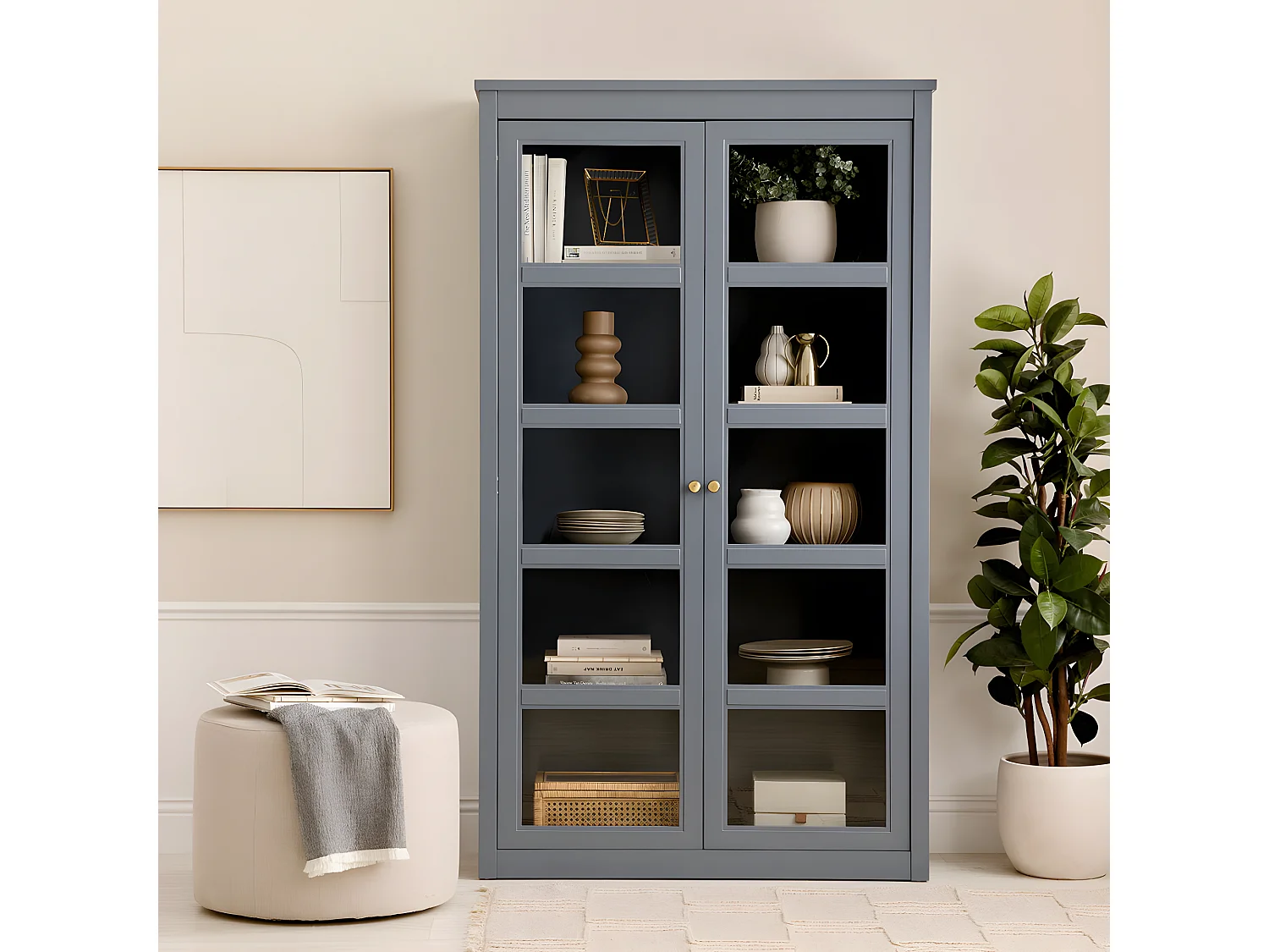 Pouf tapissé  45 cm x 60 cm-Ornel