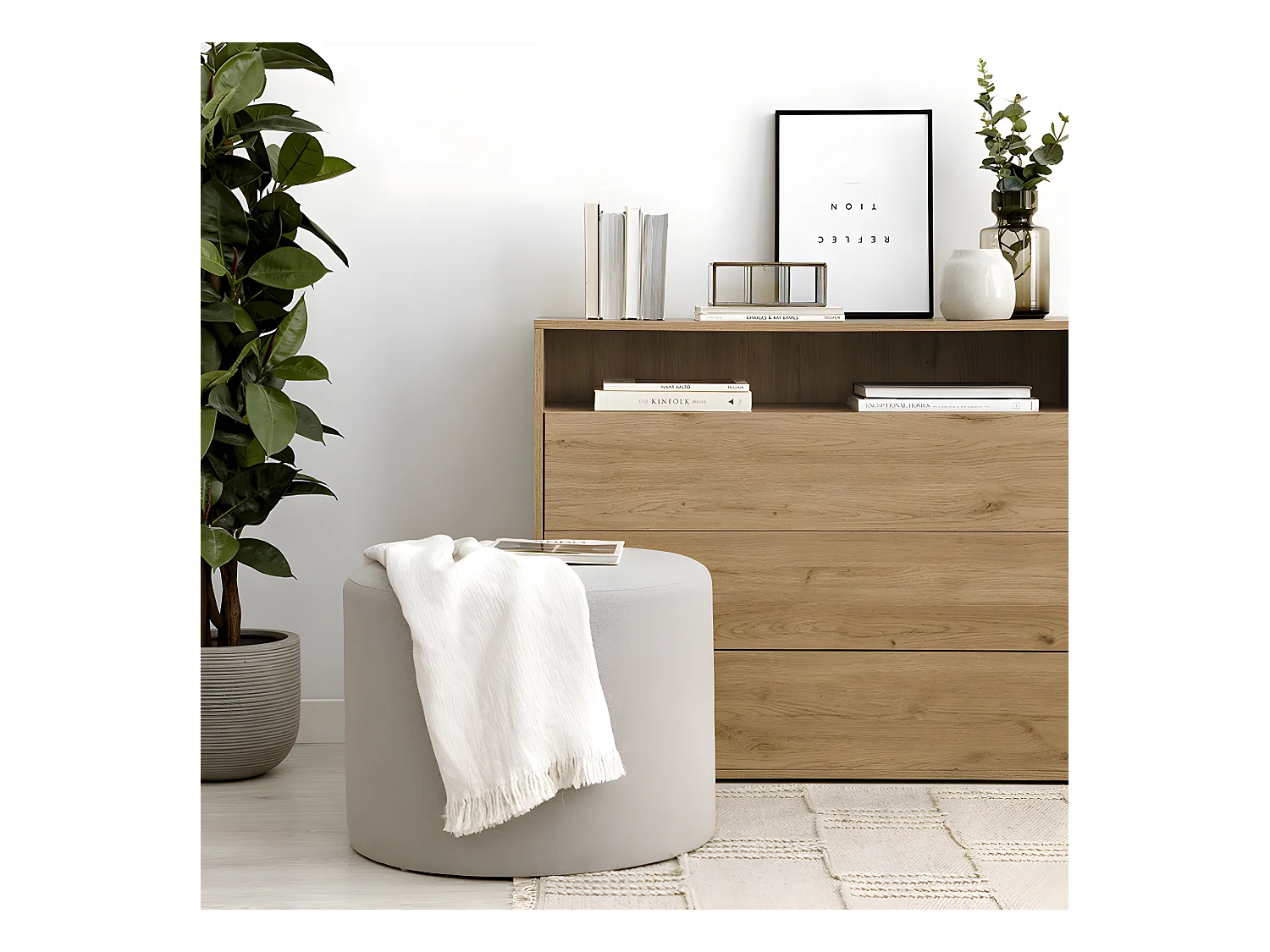 Pouf tapissé  45 cm x 60 cm-Ornel