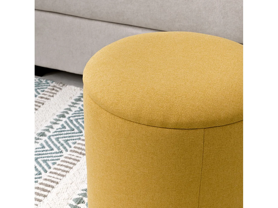 Pouf tapissé moutarde 40 cm x 35 cm-Claud