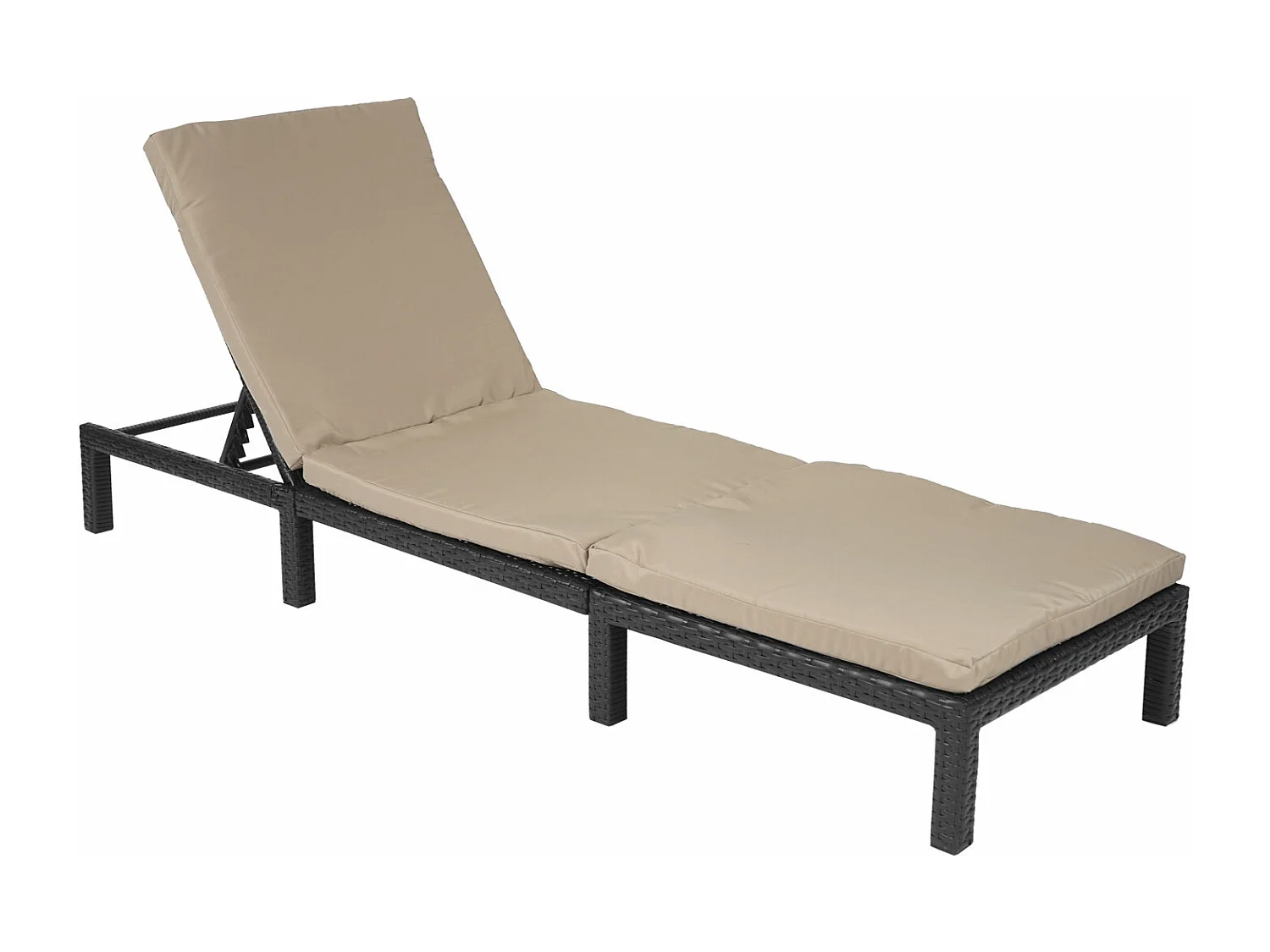 Polyrotan ligstoel MCW-A51 Basic,  Basic antraciet, kussen crème