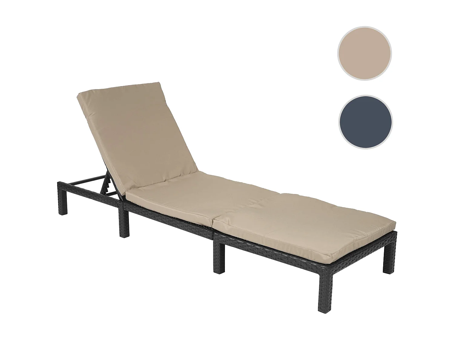 Poly-Rattan Bain de soleil MCW-A51 Premium,  Basic anthracite, coussin crème