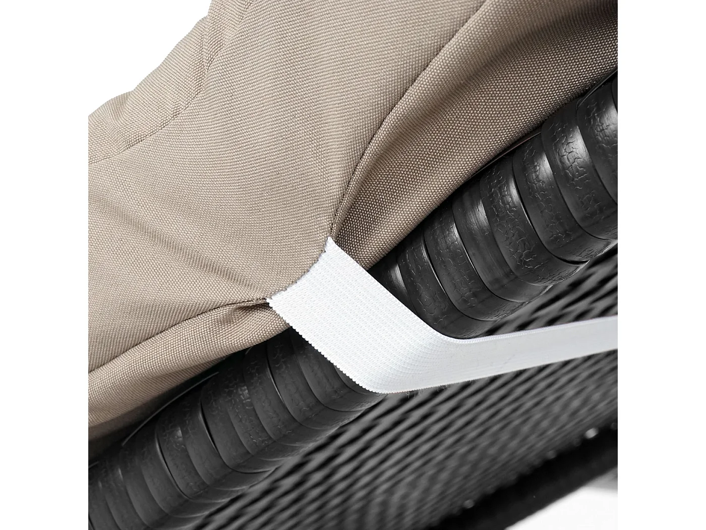 Leżak z polirattanowy MCW-A51 Basic,  Basic antracytowy, poduszka kremowa