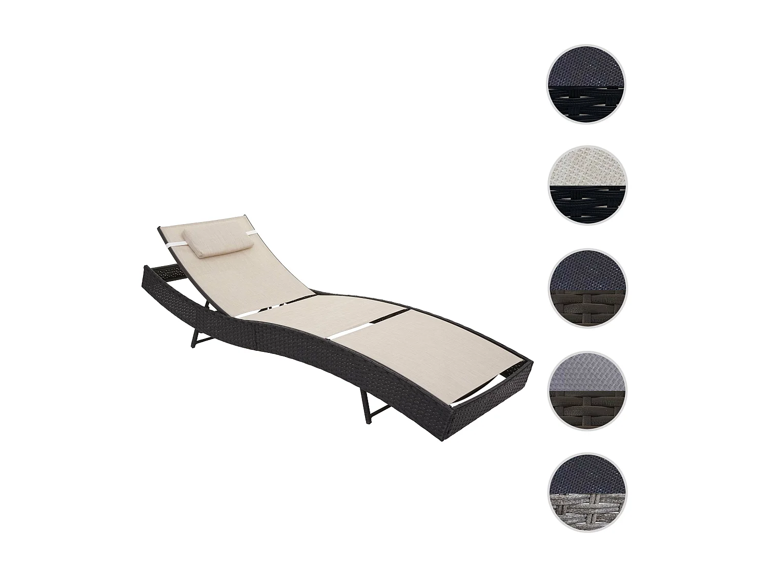 Tumbona Phoenix,  antracita, funda crema-blanco