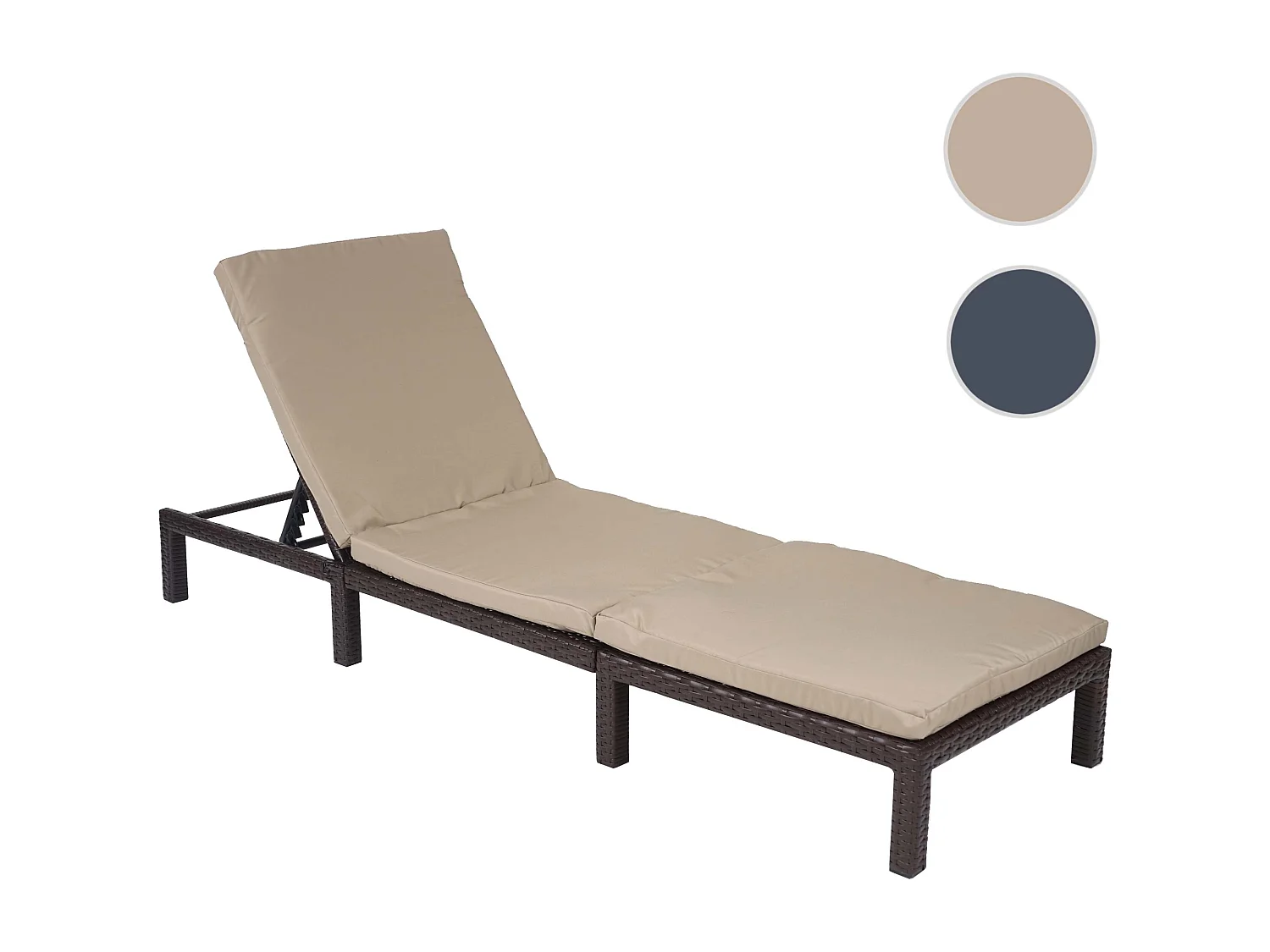 Poly-Rattan Bain de soleil MCW-A51 Premium,  Basic marron, coussin crème