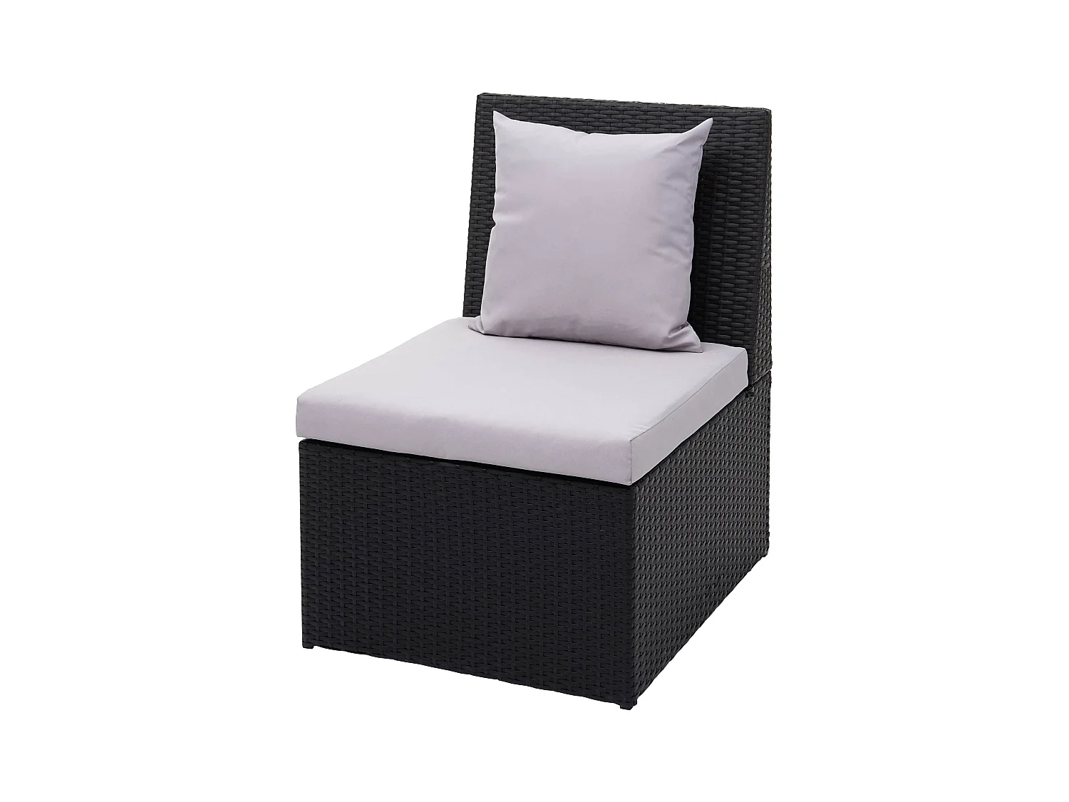 Polyrotan fauteuil MCW-G16,  zwart, kussens lichtgrijs