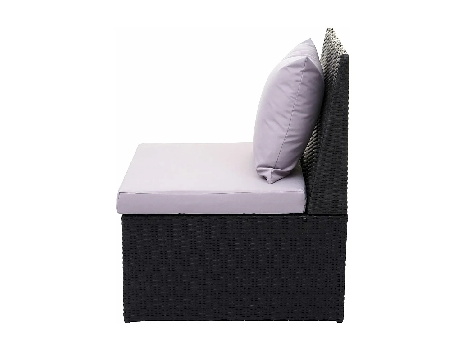 Fauteuil en poly rotin MCW-G16,  noir, coussin gris clair