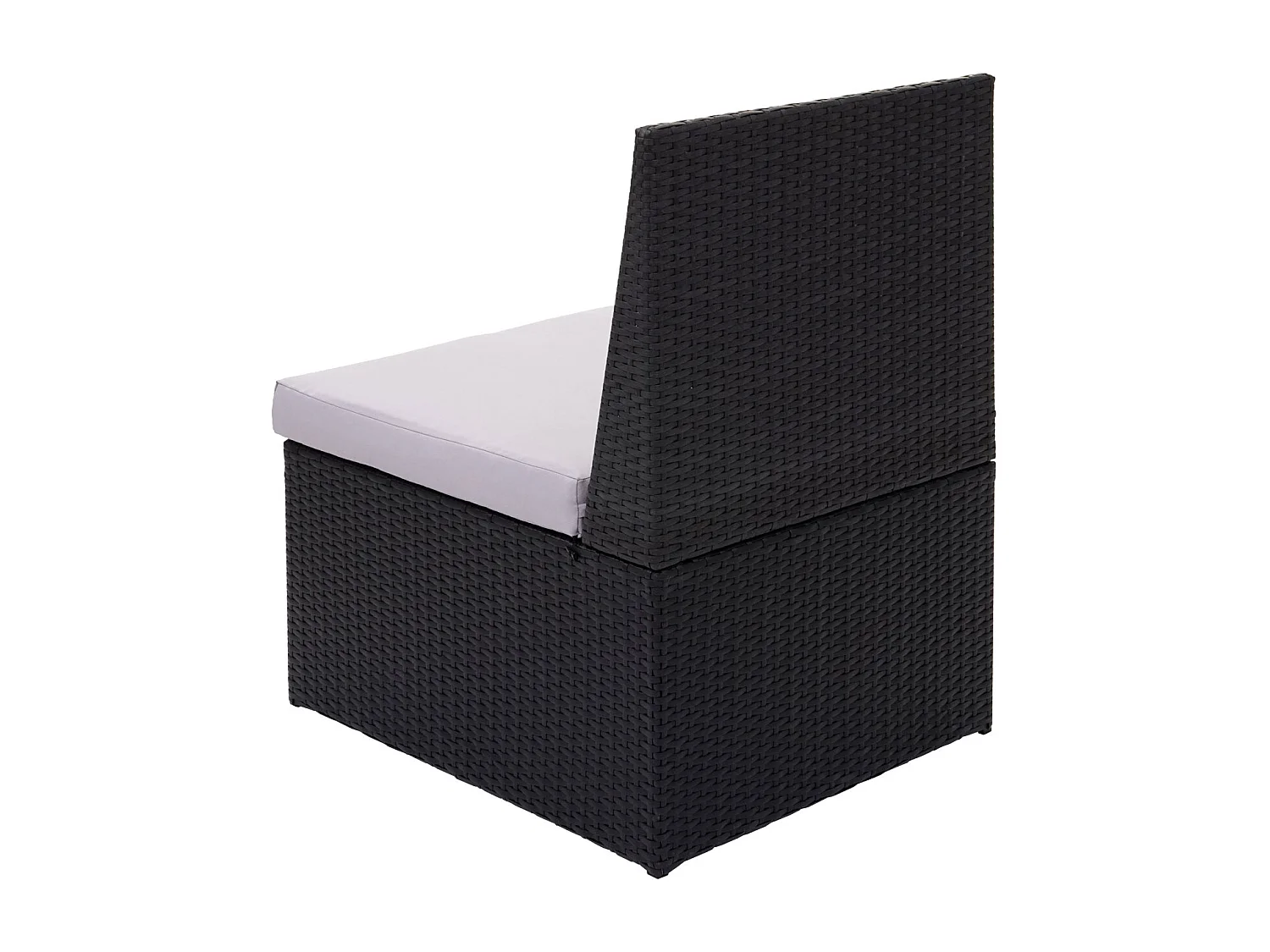 Fauteuil en poly rotin MCW-G16,  noir, coussin gris clair