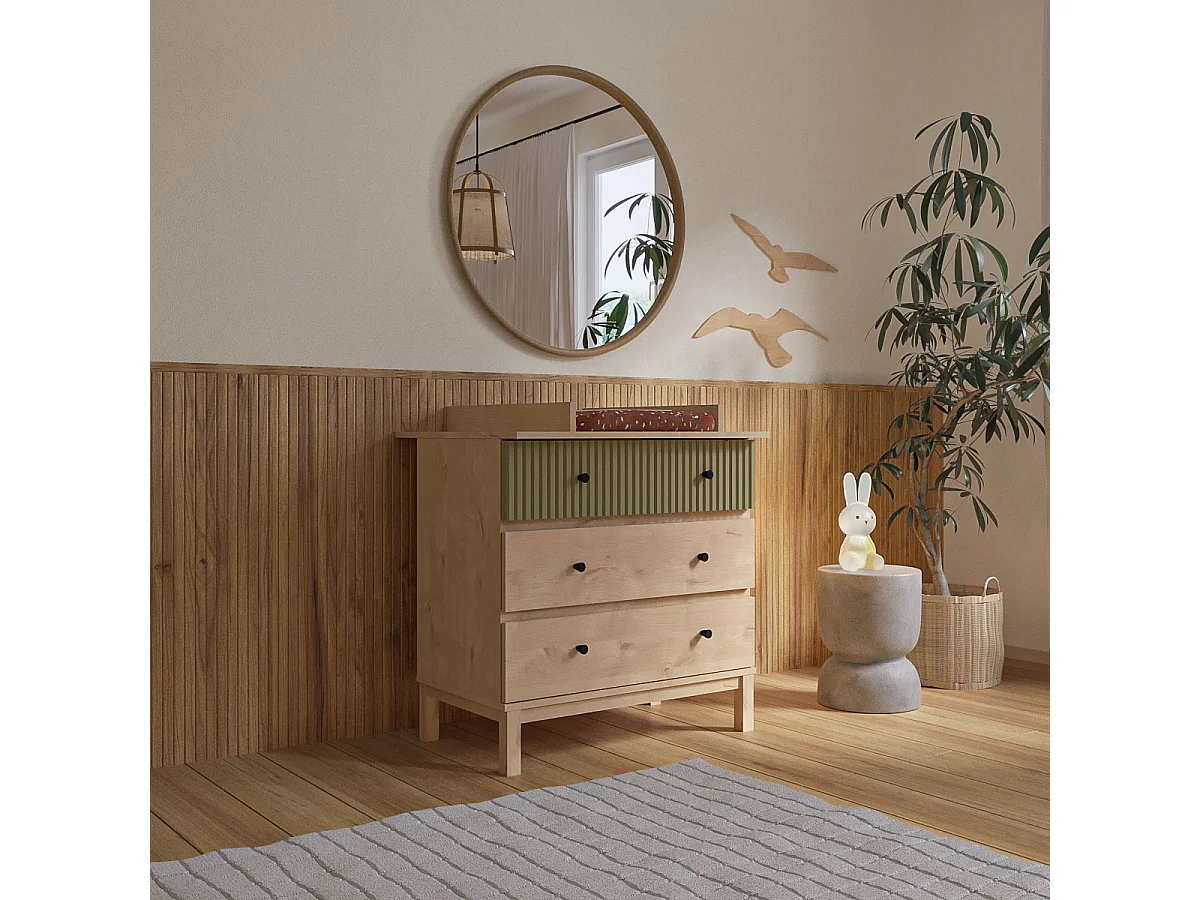 Commode à langer 3 tiroirs  panneaux de fibres bois KIWI