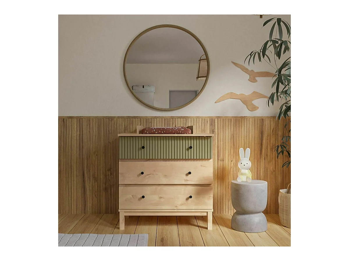 Commode à langer 3 tiroirs  panneaux de fibres bois KIWI