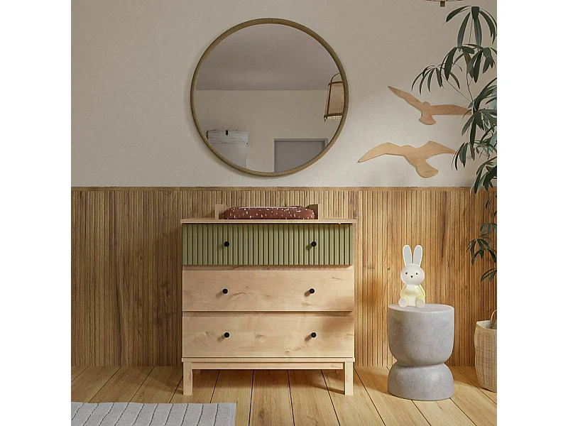 Commode à langer 3 tiroirs  panneaux de fibres bois KIWI