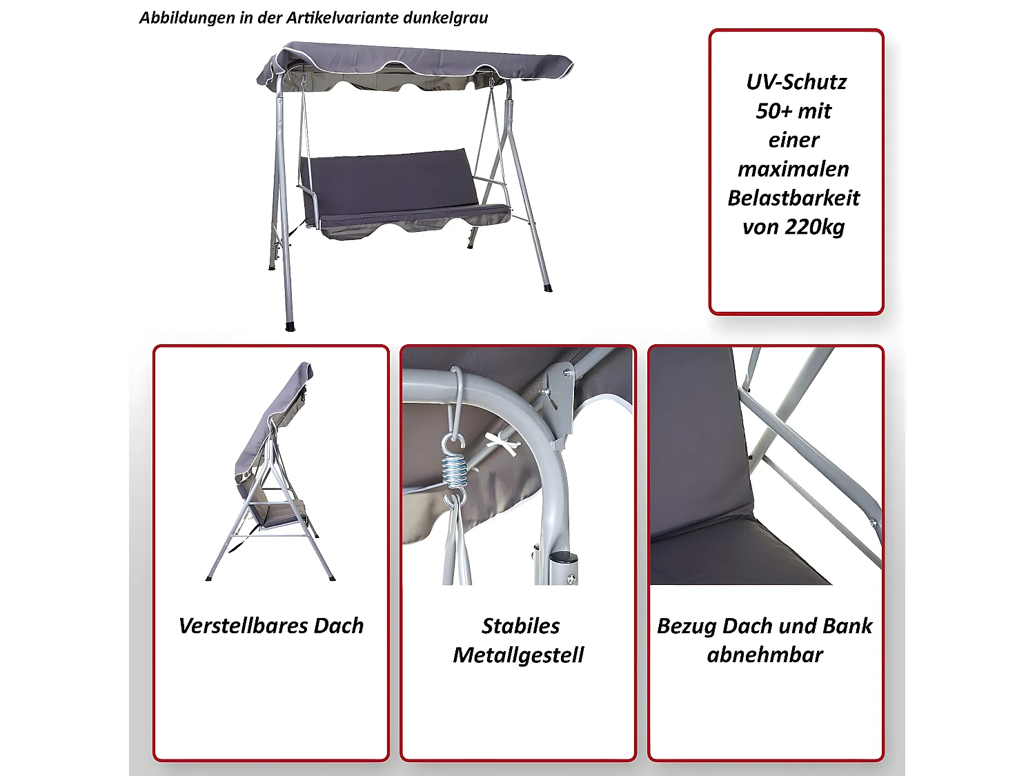 Balancelle de jardin MCW-D61,  bordeaux