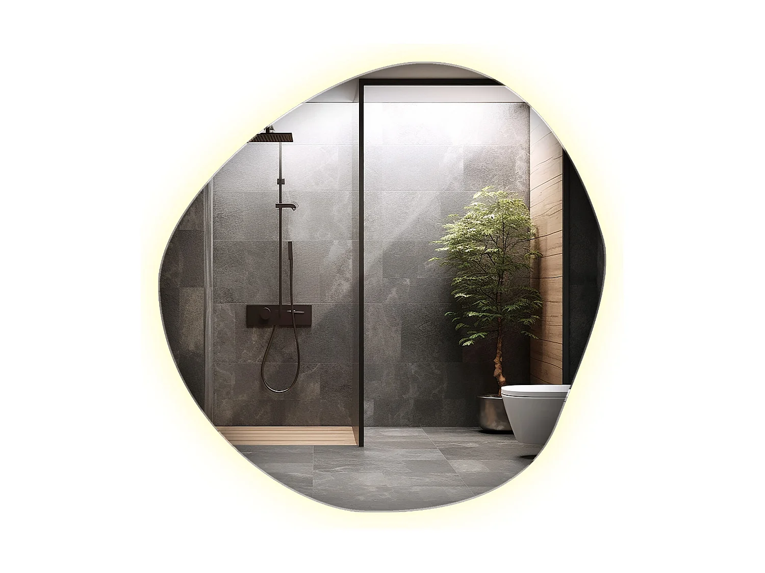 Miroir LED décoratif de forme irrégulière - Tulup - 67 cm x 67,6 cm - Lumière naturelle