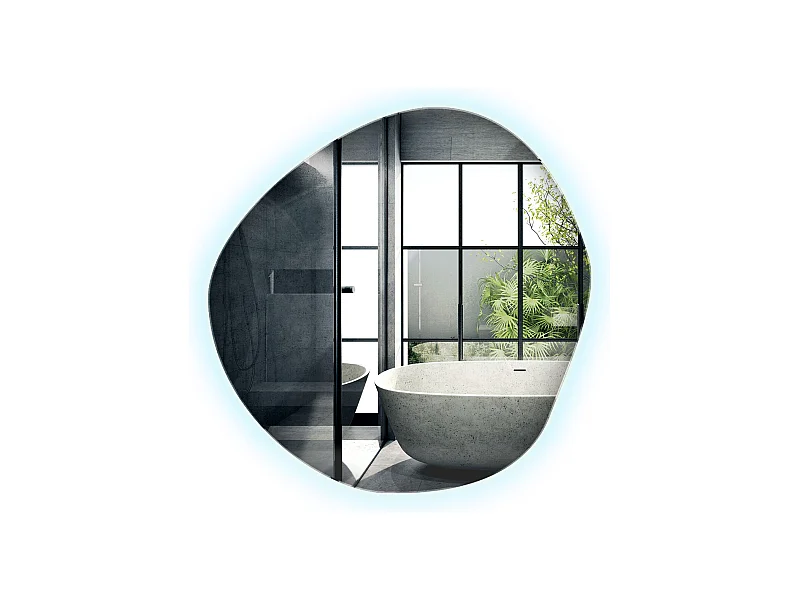 Unregelmäßig geformter dekorativer LED-Spiegel - Tulup - 95,7 cm x 96,6 cm - Kaltes Licht