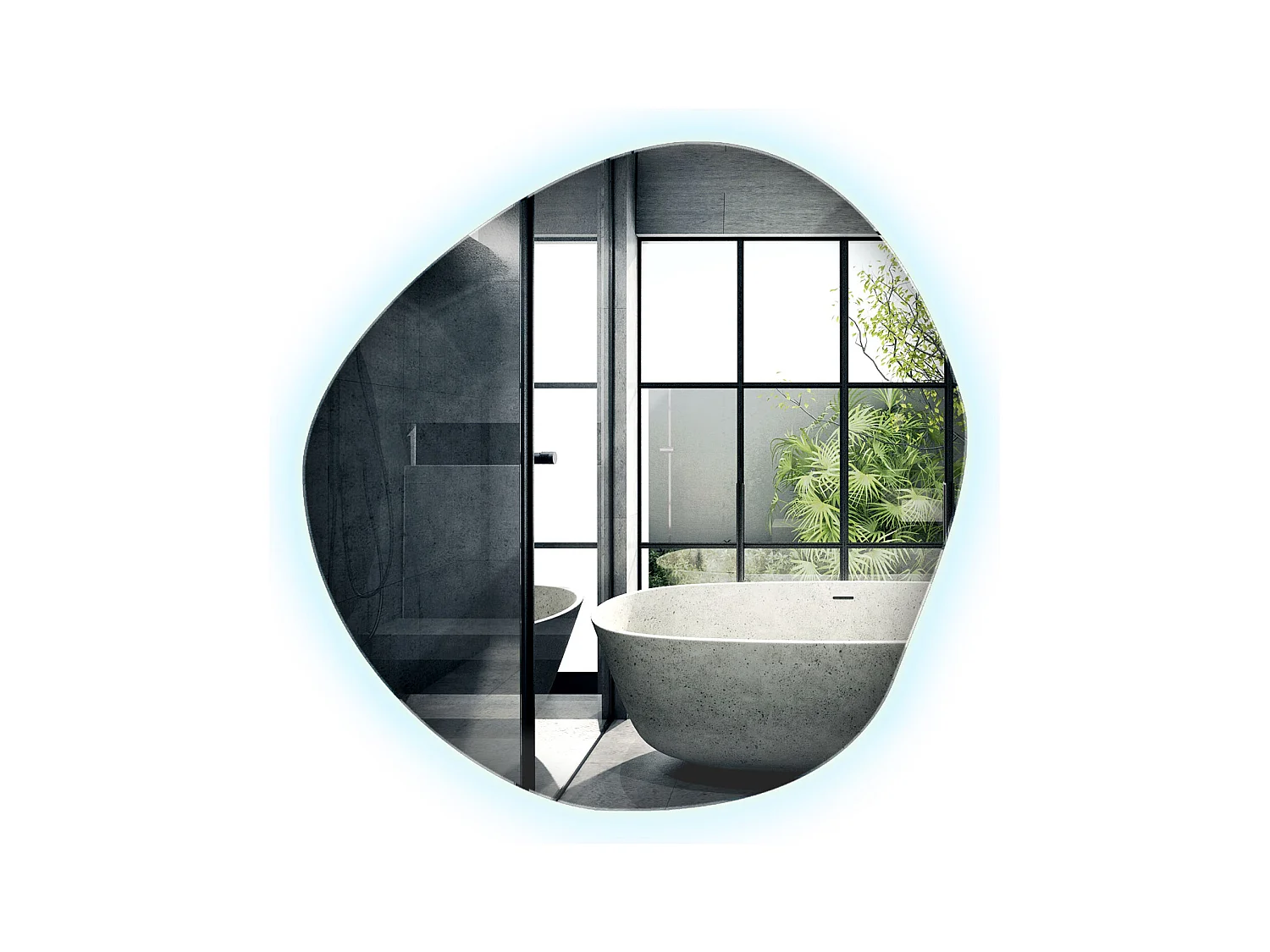 Miroir LED décoratif de forme irrégulière - Tulup - 76,6 cm x 77,3 cm - Lumière froide
