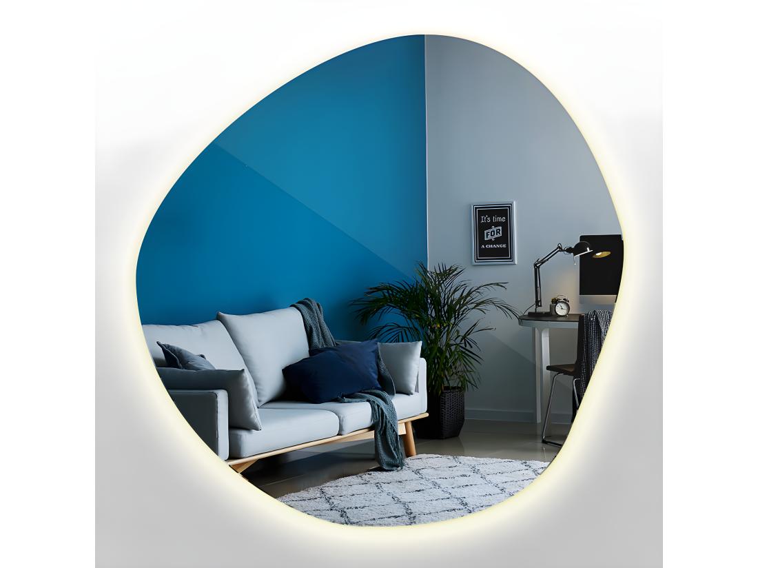 vente unique Beau grand miroir LED irrégulier pour la chambre 100 cm - lumière chaude