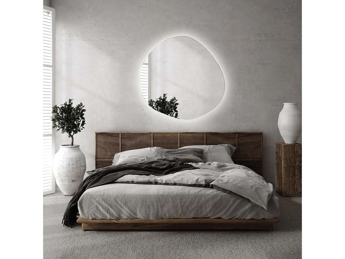 Onregelmatig gevormde decoratieve LED-spiegel - Tulup - 76,6 cm x 77,3 cm - Warm licht