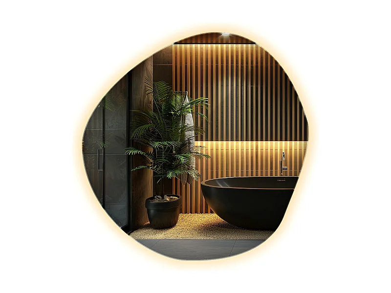 Espejo LED decorativo de forma irregular - Tulup - 76,6 cm x 77,3 cm - Luz cálida