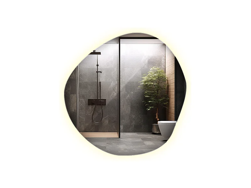 Unregelmäßig geformter dekorativer LED-Spiegel - Tulup - 86,2 cm x 86,9 cm - Natürliches Licht