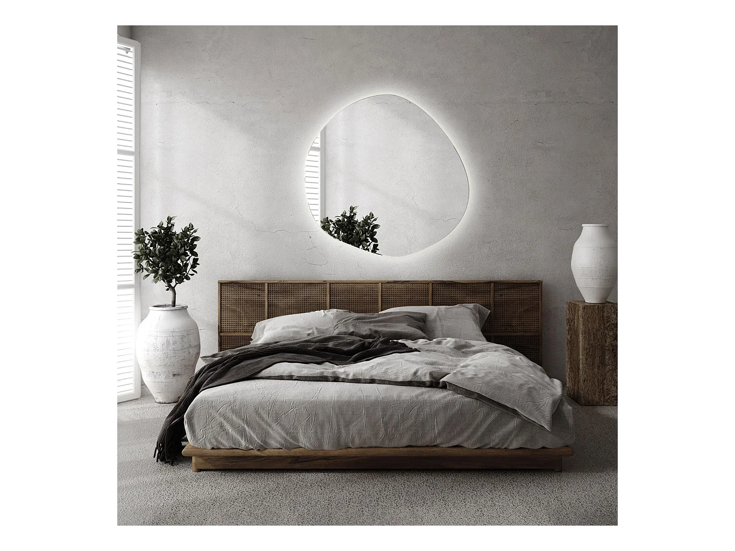 Onregelmatig gevormde decoratieve LED-spiegel - Tulup - 47,9 cm x 48,3 cm - Warm licht