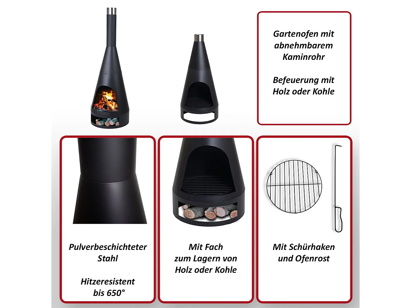 Four de jardin MCW-K90,  120x43cm noir