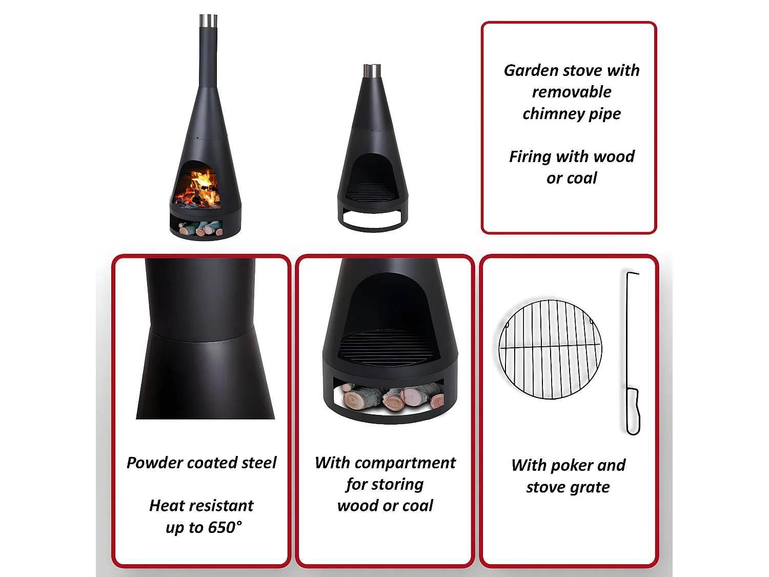 Four de jardin MCW-K90,  120x43cm noir