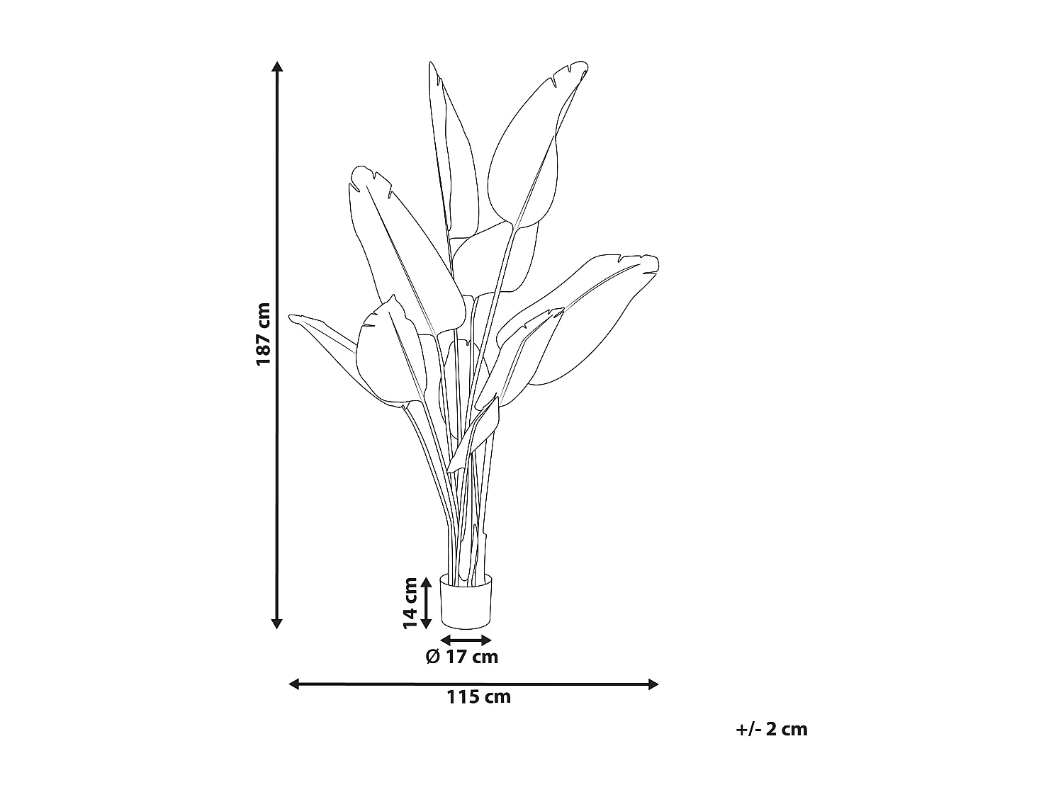 Kunstpflanze im Blumentopf 187 cm BANANA TREE