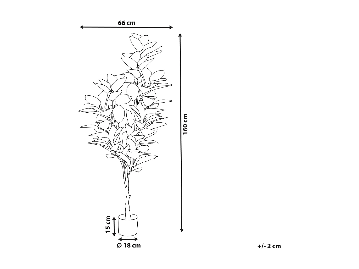 Kunstpflanze im Blumentopf 160 cm FICUS ELASTICA