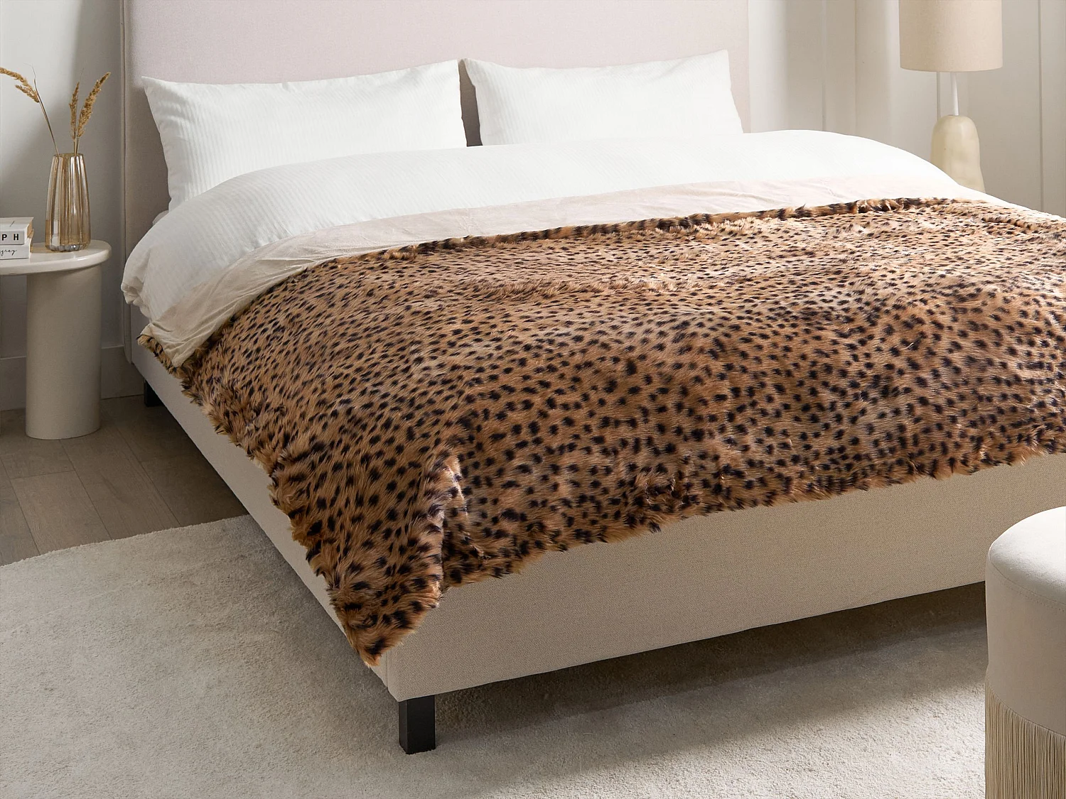 Couvre-lits KUDELI Fourrure synthétique 150 x 200 cm Marron