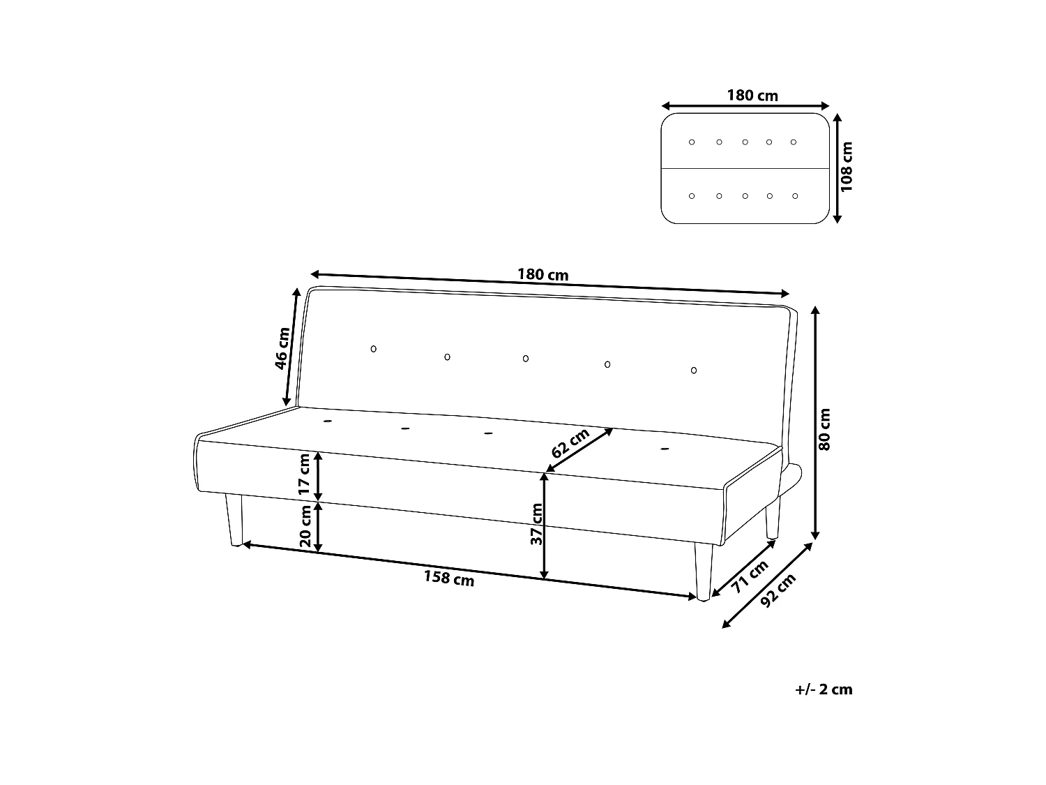 Canapé-lit 3 places VISBY Tissu Beige