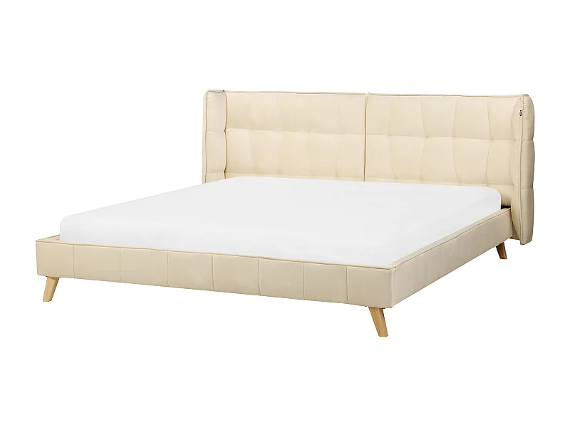 Bed Fluweel SENLIS 180 x 200 cm Beige