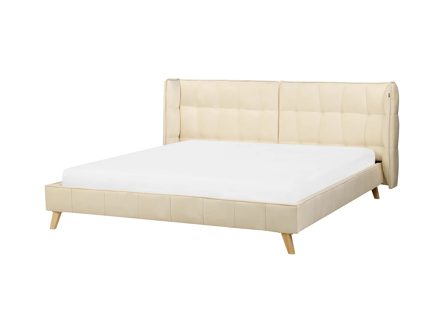 Lit avec sommier Velours SENLIS 180 x 200 cm Beige