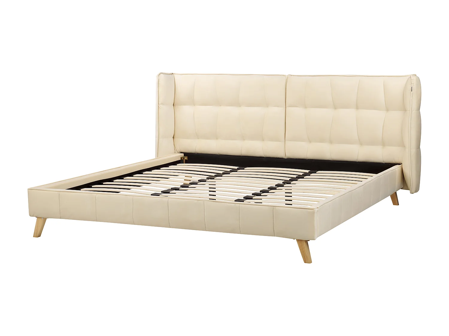 Lit avec sommier Velours SENLIS 180 x 200 cm Beige