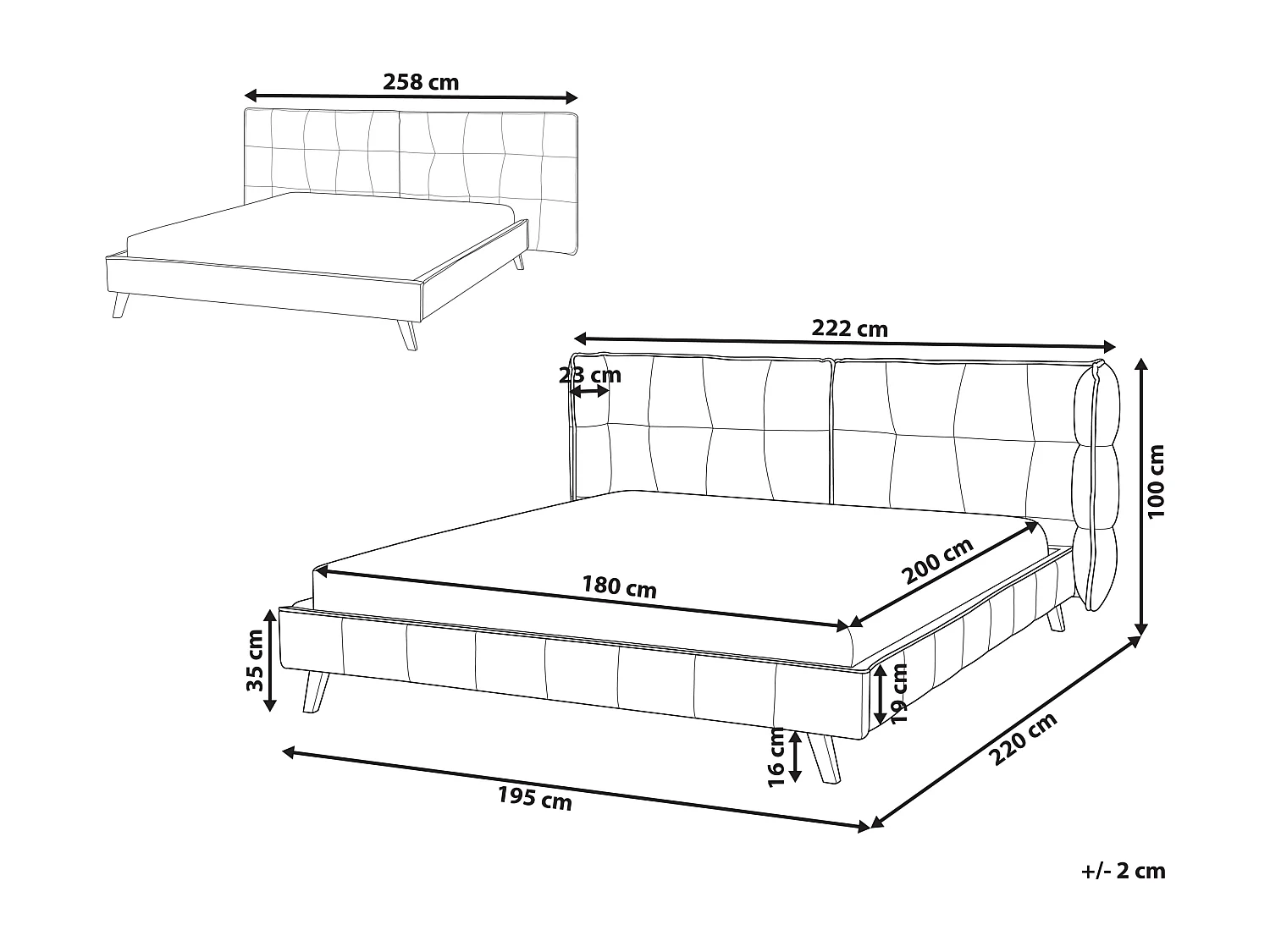 Bed Fluweel SENLIS 180 x 200 cm Beige