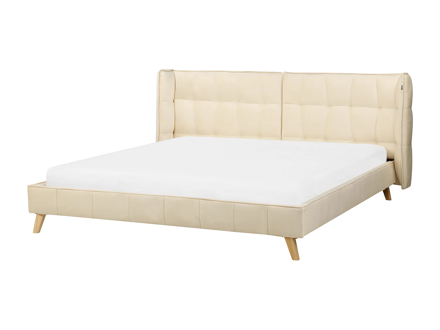 Lit avec sommier Velours SENLIS 180 x 200 cm Beige