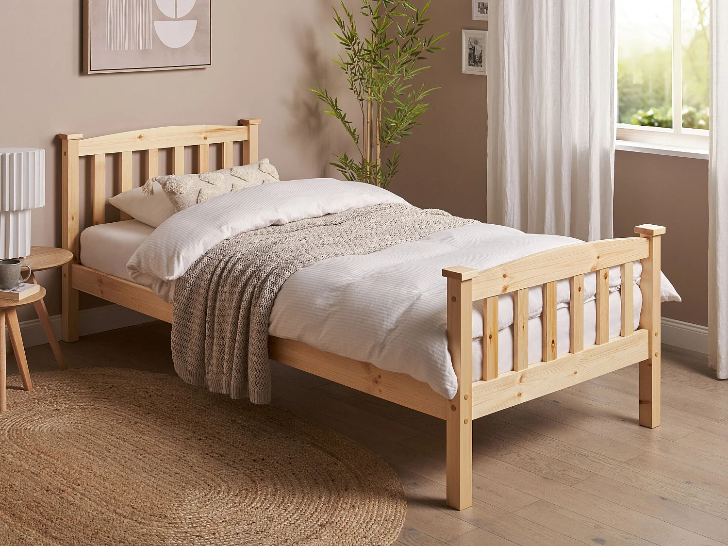 Bed Dennenhout GIVERNY 90 x 200 cm Lichtbruin