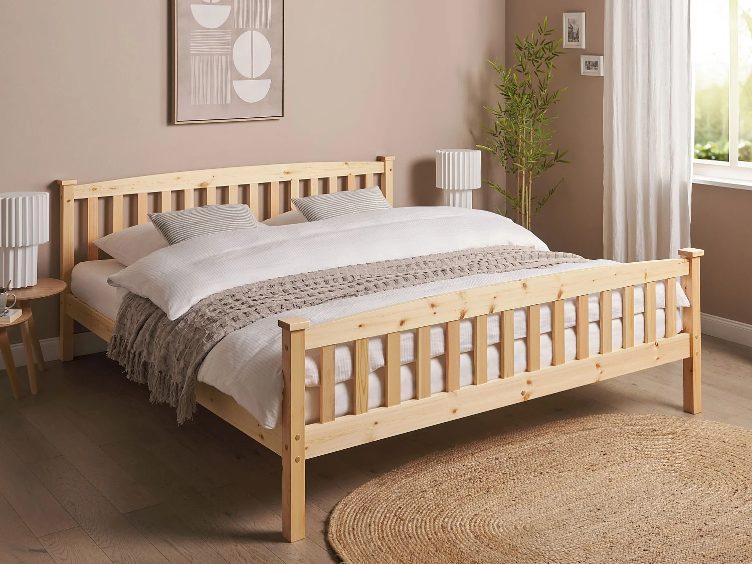 Bed Dennenhout GIVERNY 180 x 200 cm Lichtbruin
