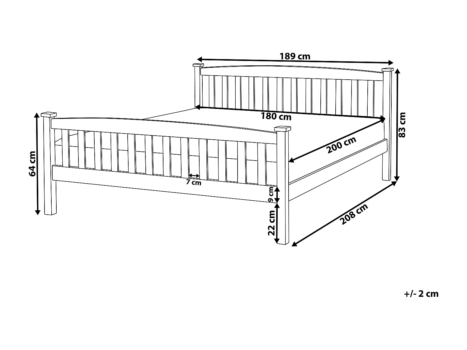 Cama Madera de pino GIVERNY 180 x 200 cm Marrón claro