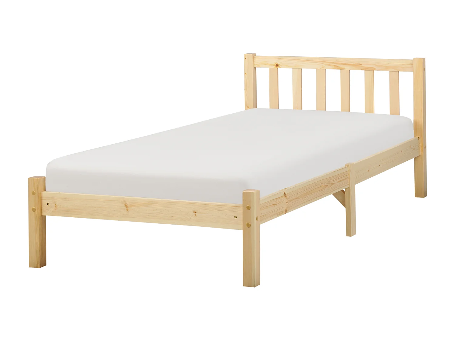 Lit avec sommier Bois de pin FLORAC 90 x 200 cm Marron clair