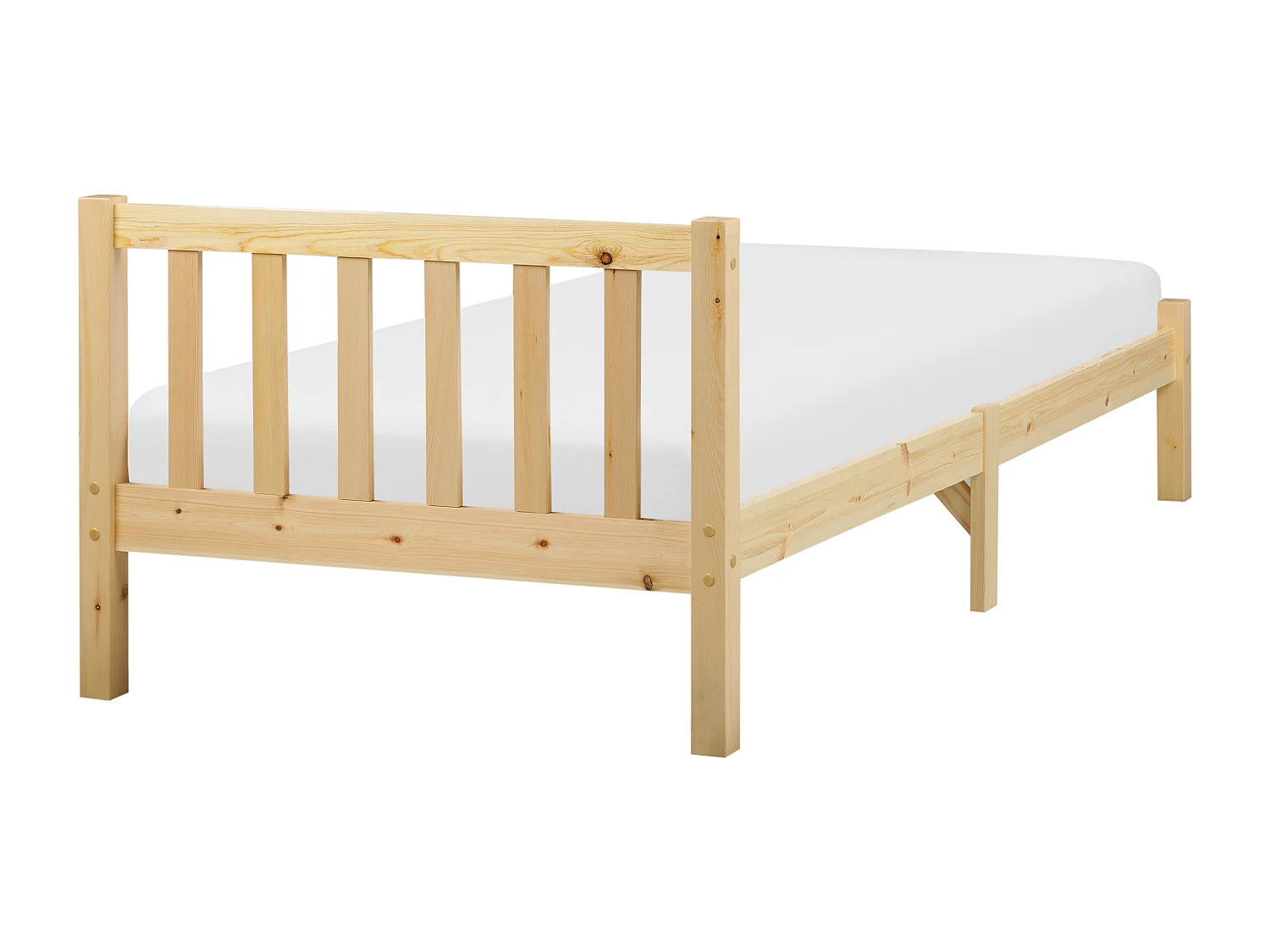 Lit avec sommier Bois de pin FLORAC 90 x 200 cm Marron clair