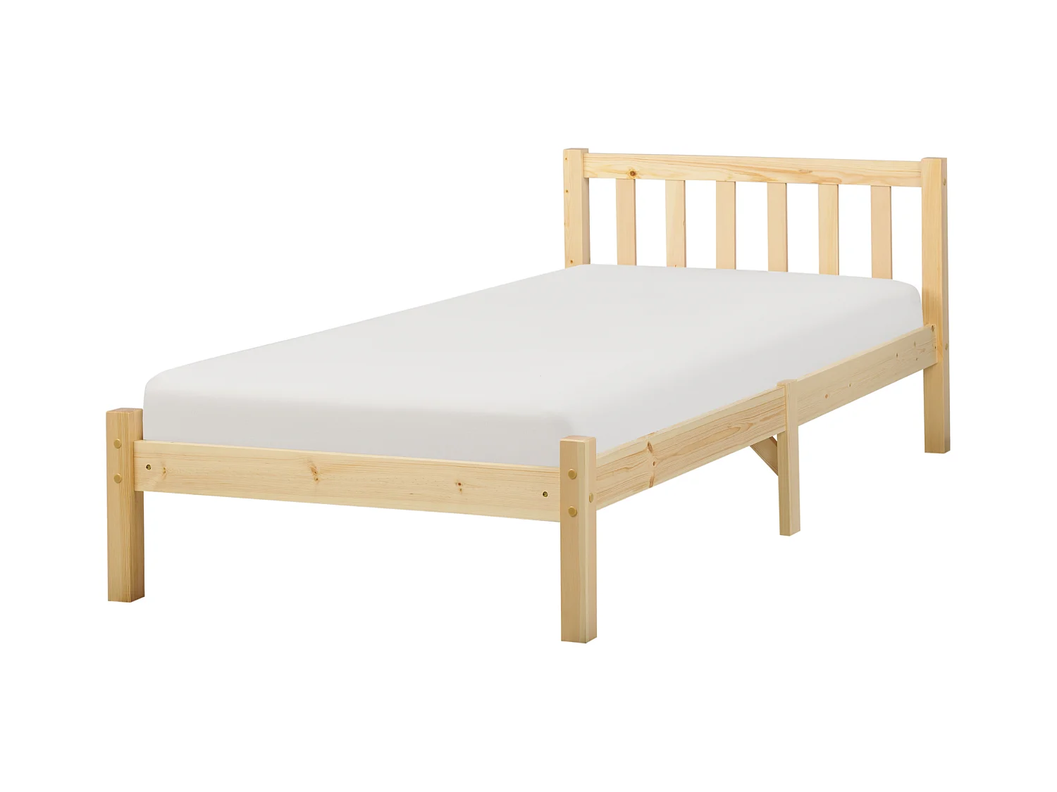 Lit avec sommier Bois de pin FLORAC 90 x 200 cm Marron clair