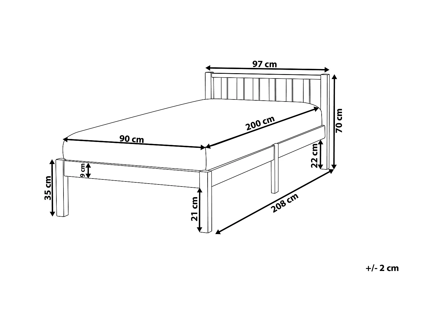 Lit avec sommier Bois de pin FLORAC 90 x 200 cm Marron clair
