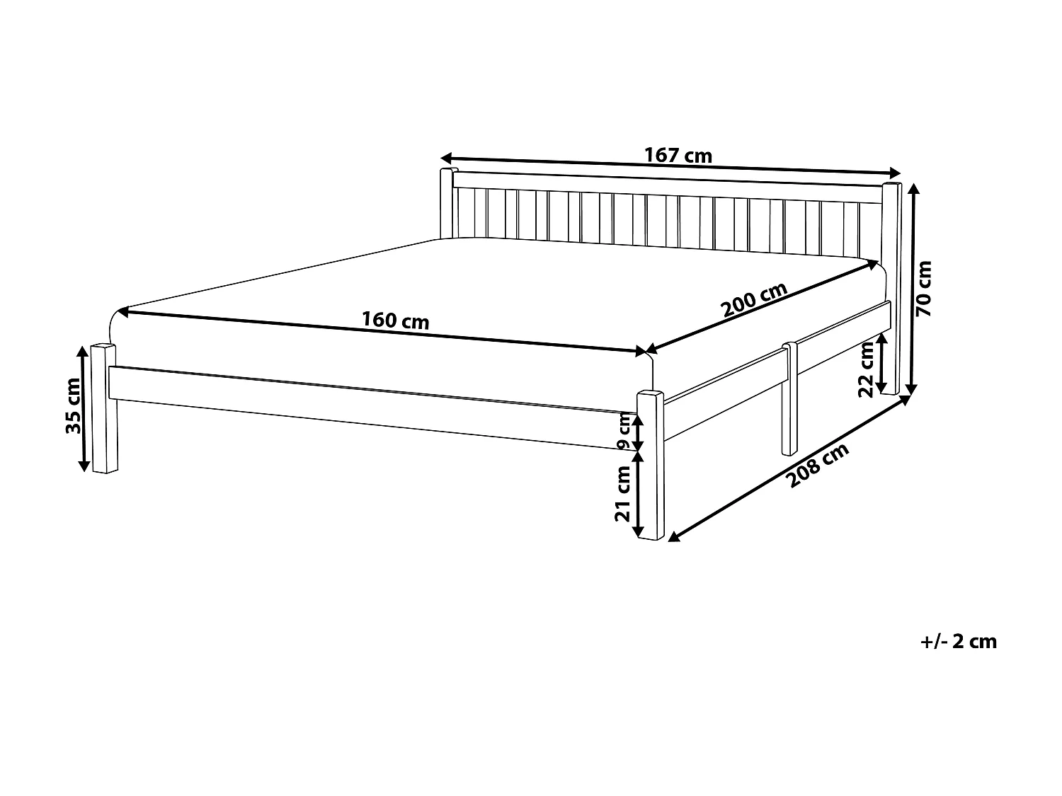 Bed Dennenhout FLORAC 160 x 200 cm Lichtbruin