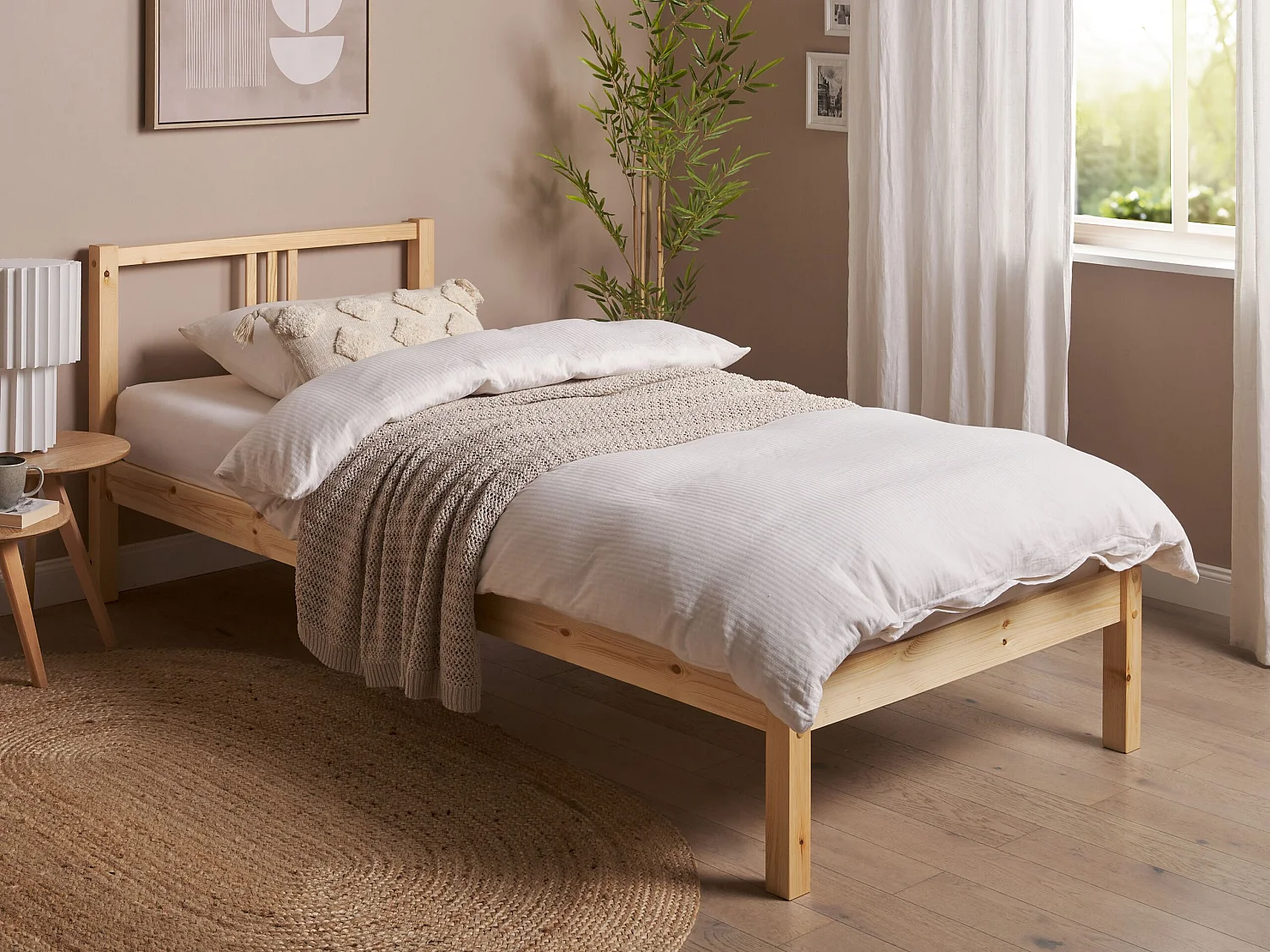 Bed Dennenhout VANNES 90 x 200 cm Lichtbruin