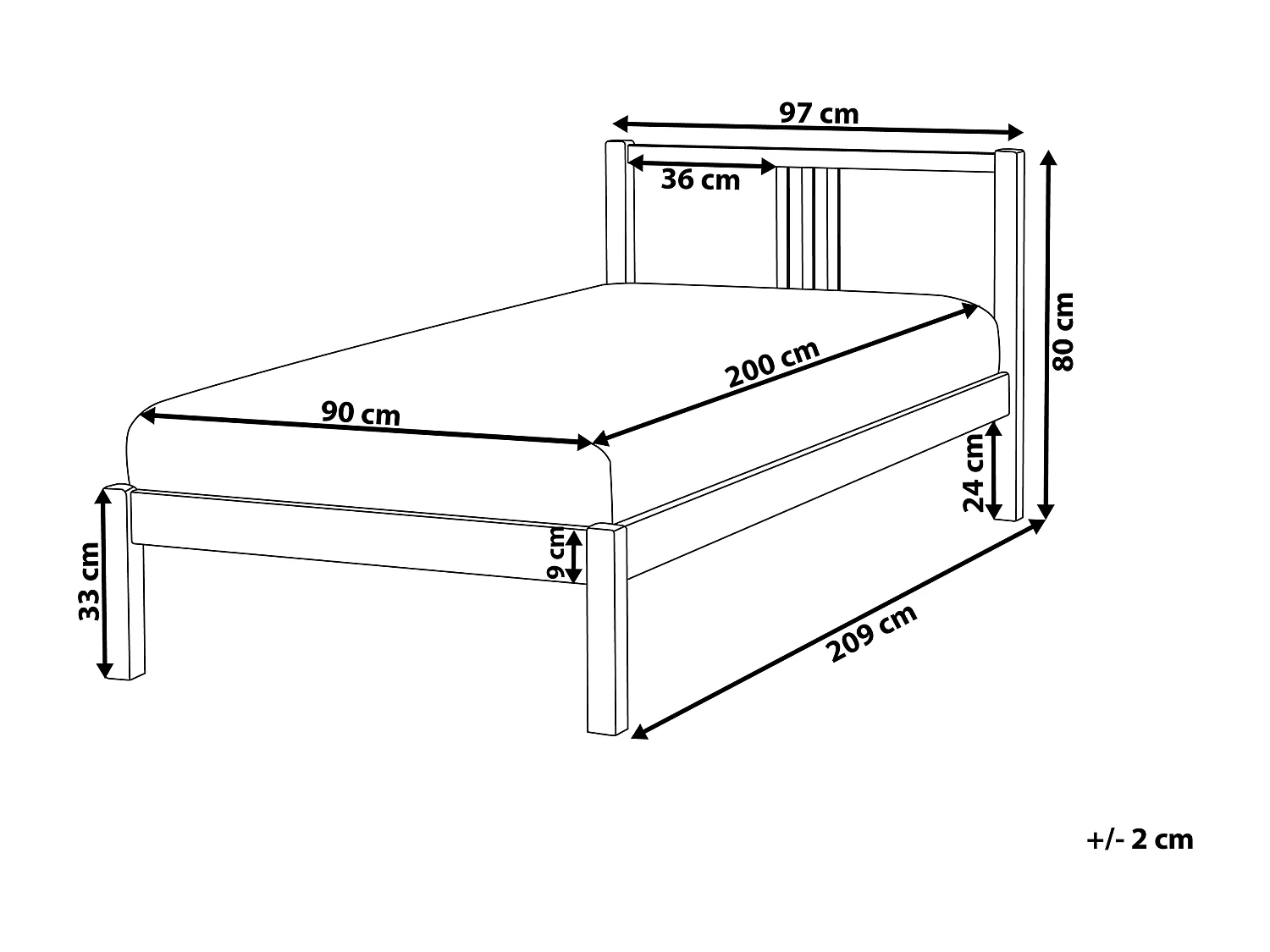Bed Dennenhout VANNES 90 x 200 cm Lichtbruin