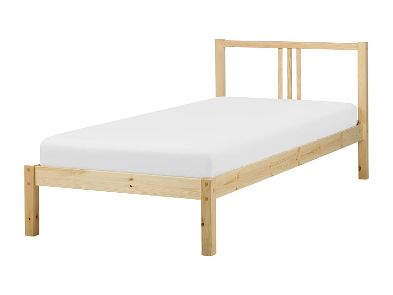 Bett mit Lattenrost Kiefernholz VANNES 90 x 200 cm Hellbraun