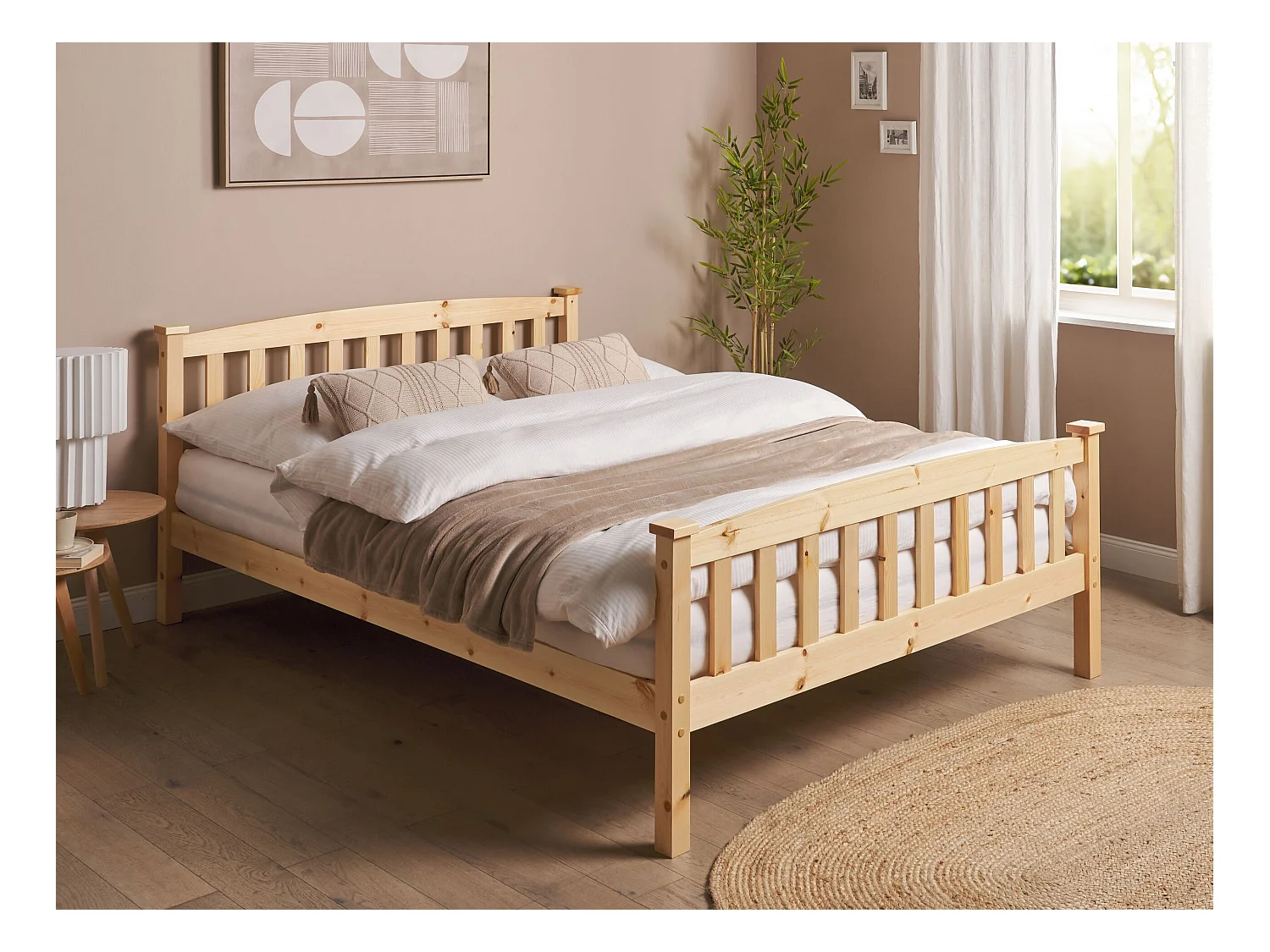 Bed Dennenhout GIVERNY 140 x 200 cm Lichtbruin